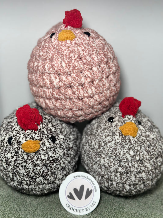 Handmade Chunky Amigurumi Speckled Mable Chicken Crochet Plushy